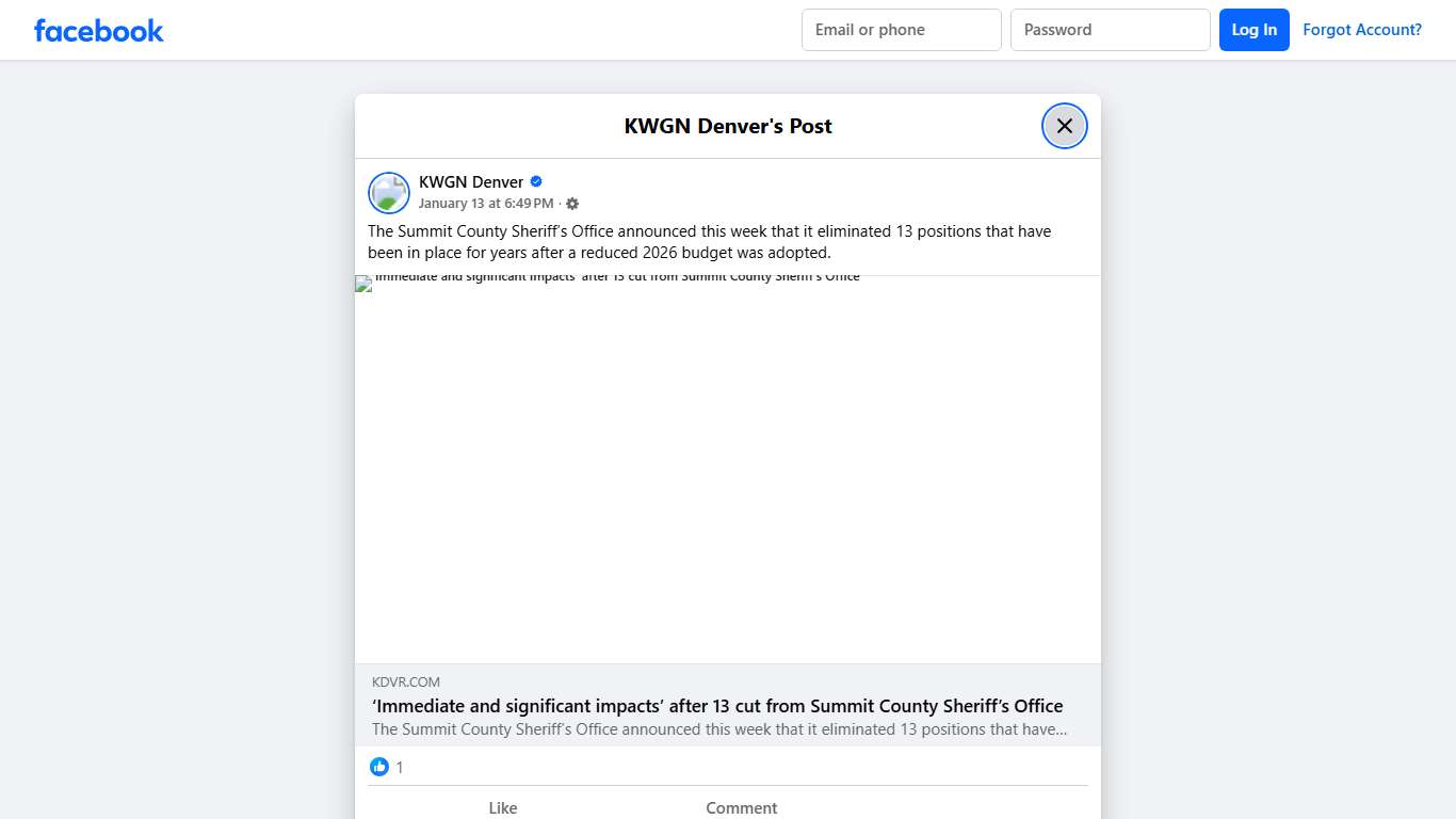 KWGN Denver - The Summit County Sheriff’s Office announced... Facebook